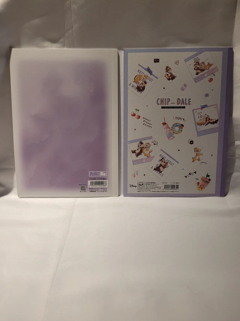 Japanese Style Stationery Lot: Disney Chip/Dale & Mellow Mist Lavender Notebook